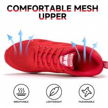 SOSENFER Women's Autumn/Winter Sports Shoes, Letter Patch Decor Lace-Up Platform Sneakers - Red - View 7
