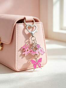 Breast Cancer Awareness Keychain, Pink Awareness Ribbon Bag Keychain, Pink Ribbon Key Ring, Women's Bag Pendant Zinc Alloy Jewelry, Gift For Women - Multicolor - View 3