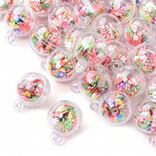 2cm 5/10PCS Mini Clear Acrylic Balls Pendant Filled With Christmas Themed Polymer Clay Slice,For DIY Keychains,Phone Case & Holiday Handmade Jewelry - Pendant - View 2