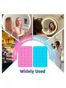 1pc Silicone Suction Cup Phone Case Holder Double-Sided, Silicone Phone Stand, Hands-Free Phone Accessory, Strong Grip Holder, Suitable For Selfie And Video, Can Be Attached To Bathroom Wall, Glass Mirror, Vanity And Other Smooth Surfaces (24grain) - Multicolor - View 4