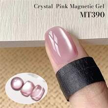 Mtssii 1pc 7ml Crystal Nude Pink Cat Eye Gel Nail Polish, Shiny Crystal Cat Eye Magnetic Semi-Permanent Soak-Off UV Gel Nail Polish, Suitable For Summer Manicure, Long-Lasting, DIY Home And Salon Nail Art Supplies - Pink - View 5