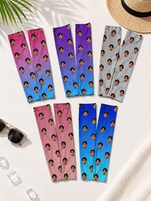 1 Pair Customized Sports Ice Sleeves, Customized Outdoor Cycling Ice Sleeves, Tattoo Cover/Sun Protection/Cooling Compression Sleeves, Suitable For Cycling, Basketball, Golf, Football And Other Sports, Suitable For Men, Women And Teenagers, Also Can Be Used As Halloween And Christmas Costume Accessories - Multicolor - View 8