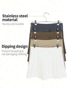 2/3pcs Multi-Functional Metal Travel Hangers With Clips, White Clips, Skirt And Pants Hangers, With Clips, Skirt Rack, Space-Saving, Multi-Layer Metal Pants Rack, Can Store Multiple Underwear, Shorts And Skirts, Space-Saving. - Silver - View 5