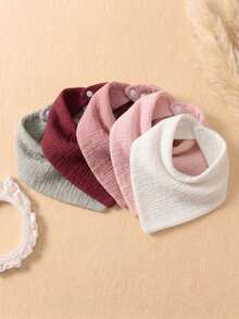 5pcs Girls Summer Dopamine Color Matching Baby Bib Set, Suitable For Daily Wear In All Seasons - 彩色 - 查看 6