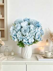 1/4pcs Artificial Peony Hydrangea Bouquet, Suitable For Wedding Decoration DIY Wreath Materials, Bridal Bouquet, Wrist Corsage, Boutonniere, Headpiece, Wedding Car Decoration, Door Arch Decoration, Applicable For Home, Restaurant, Bedroom, Vase Decoration, Birthday - Blue - View 5