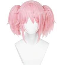 1 Piece - Light Pink Double Ponytail Short Wig - Sweet Dollar Breeze - Light Pink Solid Color Hair, Double Ponytail With Notch Style - High Temperature Silk Material - Used For Daily, Holiday, And Stage Styling - Pink - View 4