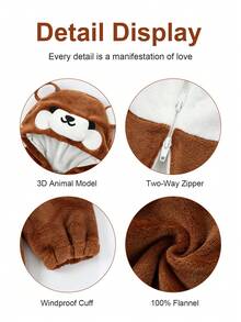 1Pc Baby Cartoon Animal Pattern Flannel Comfortable And Cute Autumn And Winter Products,Suitable For Everyday Use - Multicolor - View 9