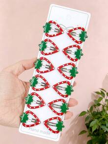 8/16/Pcs/Set Cute Strawberry Hair Clips, Sweet Hair Accessories - Suitable For Girls And Women, Applicable For Daily, Vacation, Date, Party, Back To School Season - Multicolor - View 5