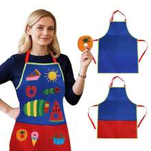 Celemek Mengajar, Celemek Melukis Anak, Celemek Bercerita dengan Tali Pengikat, Dapat Digunakan dengan Kartu Felt, Alat Demonstrasi Pengajaran Multifungsi, Alat Peraga Pertunjukan Cerita Buku Bergambar Interaktif, Tali Bahu yang Dapat Diatur, Kantong Penyimpanan Kapasitas Besar, Dapat Digunakan dengan Stiker Pola Felt - Biru - View 2