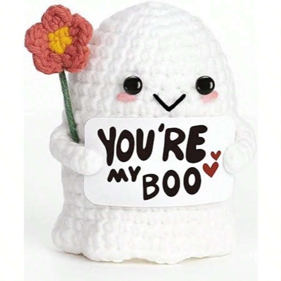 1pc Crochet Ghost Decoration, Anniversary Love Birthday Gift, Suitable For Women, Men, Her, Boyfriend, Girlfriend, Father's Day Card, Gift For Wife/Husband, Halloween, Valentine's Day, Christmas, Applicable To Desk, Bookshelf, Bedside Table, Coffee Bar Or Office Space, Bringing A Warm Atmosphere - Multicolor - View 1