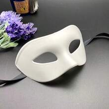 1pc Halloween Masquerade Mask, Half Face Adult Party White Unique Handsome Vintage Style Face Cover - Multicolor - View 3