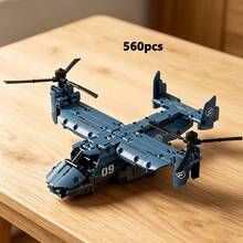 MOC V-22 傾轉旋翼機直升機積木軍用飛機模型玩具，居家裝飾用 - 彩色 - 查看 8