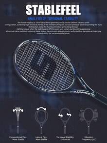 SALYWEE UNI360 Premium Professional Tennis Racket, T800 Full Carbon Fibre, Ultra-Light 280±10g Strung, 105in² 16x19, 52-62lbs, 340mm Balance, Power & Control, Navy Blue Spray Paint, Stable Racket, Suitable For Pro Player, Best Gift For Boyfriend & Girlfriend - Multicolor - View 6