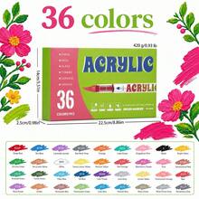 Juego de rotuladores acrílicos, bolígrafos de pintura acrílica de colores ricos, adecuados para principiantes y creadores profesionales, se pueden usar en papel, lienzo, piedra, regalos DIY hechos a mano por estudiantes, disponible en 12/24/36/48/63/72/84/120 piezas - Conjuntos - Ver 12