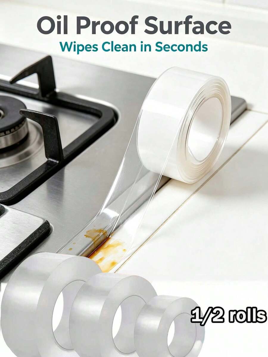 Waterproof Kitchen Sealing Tape, Transparent Oil Proof Self Adhesive Caulk Strip, Sink Stove Gap Sealant Tape For Home Kitchen Bathroom Countertop Gap Sealing, Suitable For Housewives Renters Home Renovation Use