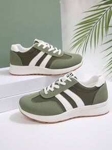 Zapatos retro minimalistas con bloques de color, transpirables y ligeros, de caña baja, versátiles para ir al trabajo para mujeres - Verde - Ver 2