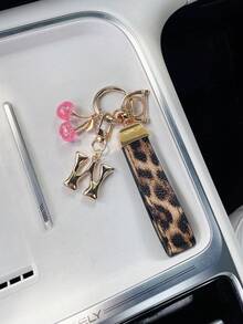 26 Letters To Choose From, Keychain Pendant, Creative Cherry Pendant, Leopard Print Pattern Key Strap, Car Keychain Pendant, Bag Decoration Pendant, Personalized Fashionable Key Matching. Key Accessories, Car Remote Control Decoration Pendant, Holiday Gift. - Letter - View 43