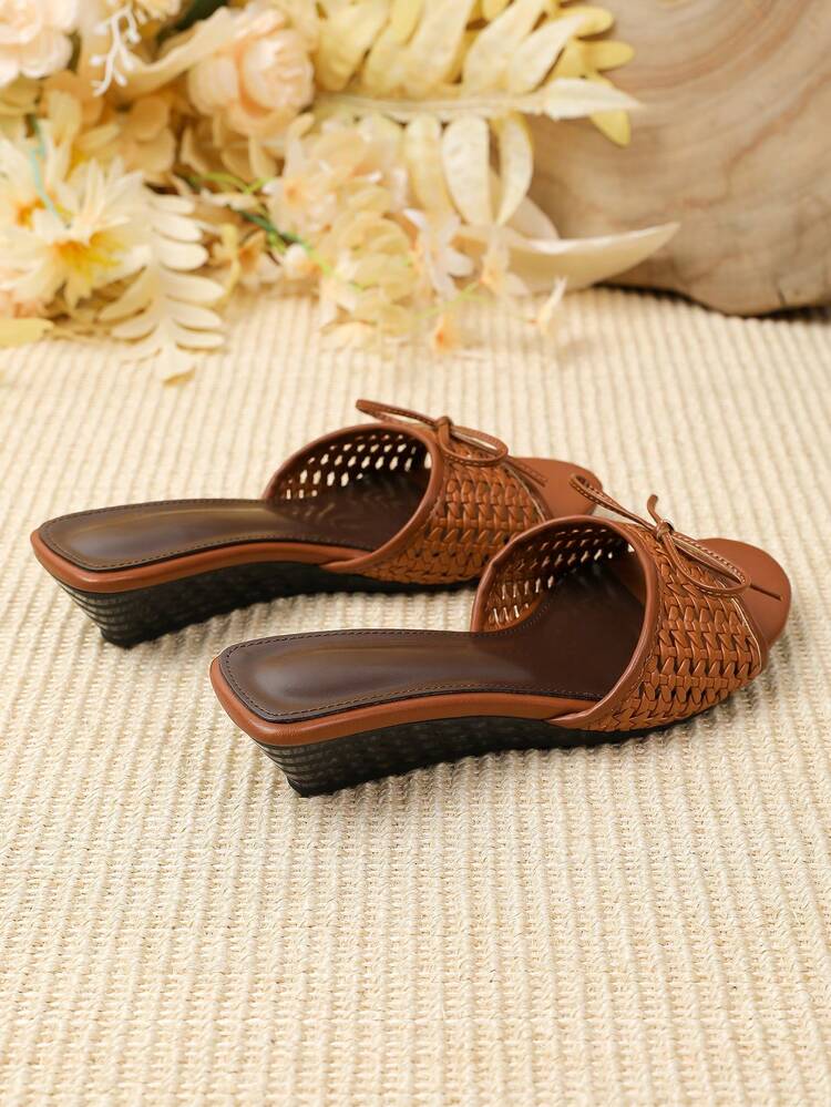 Women's Round Toe Wedge Sandals 3.5CM 2026 New Thick Sole Comfortable Open Toe Minimalist Flat Soft Bottom Non-Tiring Fashion Outdoor Sandals - Light Brown - View 5
