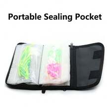 1pc Nylon Fish Bait Storage Bag Portable Lure Storage Bag With Detachable Buckle Fishing Tackle Wallet Case With 6pcs Transparent Thickened PVC Sealing Bags For Soft Worms Rigs Jigs And Lines, Camping And Fly Fishing Accessories - Multicolor - View 4