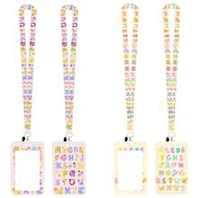 1 PC Letter Keychain - Colorful Floral Pattern, With "ABCD" Letters Printed On It. Durable Polyester Material ID Card Holder, Suitable For Keys, Credit Cards And Various Accessories. It Is An Ideal Gift For Fans And A Practical Keychain Accessory. - Rectangle - View 8
