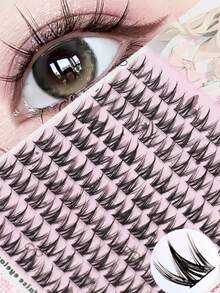 Ayrmilla 100pcs Bulu Mata Palsu Mink Panjang dan Lembut, Set Panjang Campuran 8-13mm, Rangkaian Bulu Mata DIY, Bulu Mata Palsu Gaya Anak Anjing, Alat Makeup yang Dapat Digunakan Kembali - C - View 1