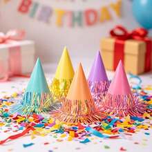 6pcs Random Color Pet Birthday Party Paper Hats, Creative Sequin Tassel Decor Cone Hats, Suitable For All Breeds Of Dogs And Cats, Shiny Metallic Tinsel Fringe Pet Photo Props, Holiday Birthday Party Decoration Supplies - Multicolor - View 5