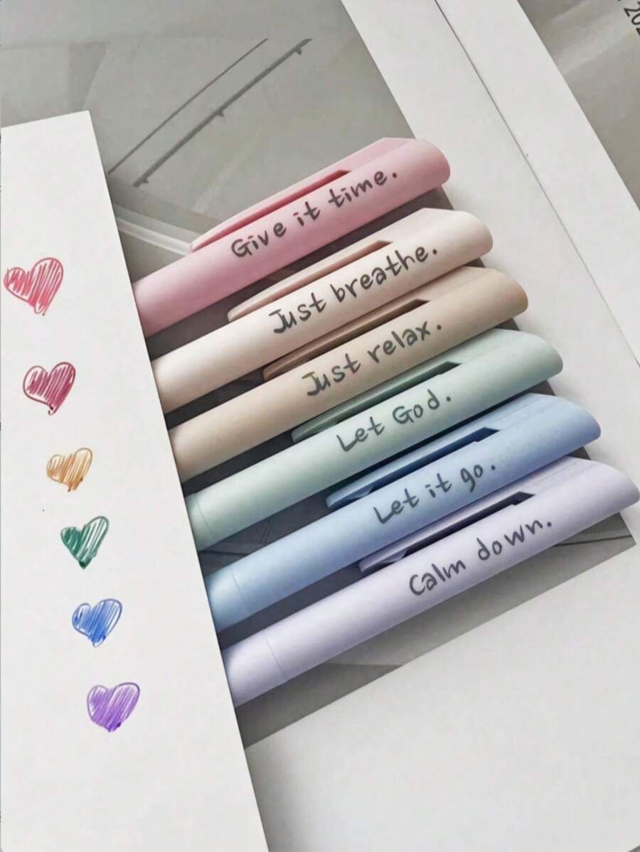 6pcs Morandi Color Series Stress Relief Inspirational Colorful Gel Pens, Smooth Touch, Fluid Writing, No Ink Leakage, Quick Drying, Suitable For Journaling, Learning And Office Supplies, Back To School Essential - Multicolor - View 1