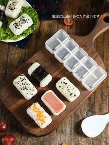 1pc 10-Cavity Battleship Sushi Mold, 5-Cavity Rice Ball Sushi Mold Set, PP Non-Stick Rice Ball Maker, Easy Release Hand-Pressed Sushi Making Tool, DIY Japanese Sushi Bento Lunch Kitchen Gadget, Suitable For Picnic And Camping - View 6