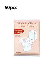 10/30/50pcs Disposable Toilet Seat Covers, Flushable Paper Toilet Seat Covers, Portable Toilet Seat Stickers, Travel Essential Accessories, Water-Soluble Paper Toilet Seat Covers, Business Travel Toilet Seat Covers, Suitable For Airplane, Travel, Public Places - View 10