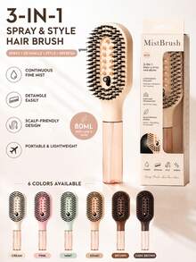 Spray Hair Brush Set With Detail Styling Tools, Curved Paddle Hair Comb With Press Spray Button, Flexible Bristles And Rounded Tip Design, Suitable For Curly, Wavy, Thick, Wet Or Dry Hair, For Women's Daily Styling And Travel Use - Multicolor - View 7