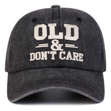 1件男士 OLD & DON'T CARE 刺繡水洗棒球帽 街頭時尚休閒帽 春秋旅行海灘度假用 - 黑色 - 查看 3