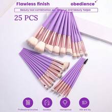 1/45pcs All-In-1 Makeup Tools Set, Soft Gradient Synthetic Brushes (Face Fan, Eye Lash), Purple Beauty Sponges, Triangle Finger Powder Puffs, Plush Hair Accessories, Silicone Cleaning Bowl, Wash Bag For Daily Use & Travel - Purple - View 2