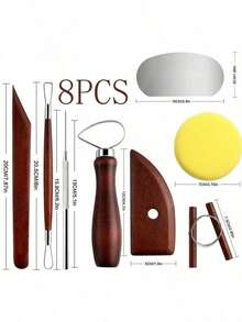 21 Piece Rosewood Pottery Tools Set, Clay Sculpture Carving Detailing Needles, Dotting Pen, Pottery Forming Tools - Clay Tools Mahogany - View 23