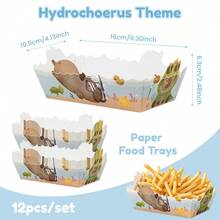 6/12pcs Capybara Food Trays, Capybara Theme Birthday Party Decoration Snack And Cookie Serving Containers, Party Supplies, Baby Shower - View 9