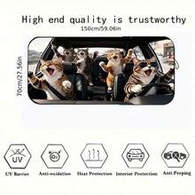 1 buah Pelindung Matahari Mobil Motif Kucing Bahagia, Papan Pelindung Matahari Modis, Terbuat dari Serat Poliester, Cocok untuk Berbagai Model Kaca Depan Mobil, Dengan Fungsi Isolasi Panas dan Perlindungan Privasi, Menjaga Mobil Anda Tetap Sejuk, Dapat Dilipat untuk Penyimpanan Mudah - Kucing yang bahagia dan gembira - View 3