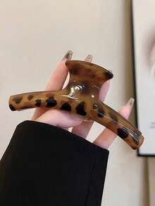 4pcs/1pc Women's 10.6cm/4.17in Brown Leopard Print Straight Square Lightweight Plastic Hair Claw Clip, Fashion Versatile Premium Elegant Minimalist Solid Color Hair Accessory For Daily Wear, Casual, Party, Commute, Beach, Vacation, Ponytail, Updo, Face Washing, Bathing, Makeup, Outfit Matching, Hair Clip - Multicolor - View 7