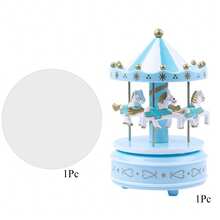1pc Blue & Pink Luxury Rotating Carousel Cake Topper, Suitable For Birthday, Romantic Wedding Party, Handmade Rotating Carousel Cake Decoration & Gift - Multicolor - View 10