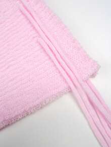 Women Pink Knit Mini Skirt - Side Tie Detail Casual Skirt, Cute Beach Party Bottom For Vacation & Night Out Going Out Clubwear - 粉色 - 查看 6