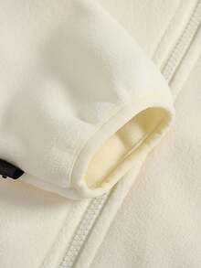New Autumn And Winter Women's Fleece Jacket, Solid Color Short Style With Pockets, Versatile Casual Jacket - White - View 5