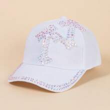 Breathable Full Hole Black Baseball Cap, Rhinestone Embellished Soft Sports Hat With Curved Extended Brim For Outdoor Running Fishing Daily Commute - A - View 8