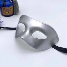 1pc Halloween Masquerade Mask, Half Face Adult Party White Unique Handsome Vintage Style Face Cover - Multicolor - View 4
