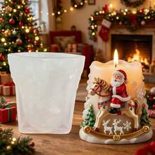 SUPWANPENG Christmas Santa Riding Wooden Horse, Rocking Horse Santa, Rocking Horse Christmas Tree, Deer And Snowflake Shaped Embossed Silicone Mold, Easy To Demold And Reusable, Suitable For DIY Resin, Gypsum, Clay, Concrete, Cement Crafts, Silicone Mold, Easy To Demold, Suitable For Various Holiday Gifts And Home Decor - A - View 5