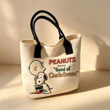 SNOOPY حقيبة كتف جرو كرتوني لطيفة، حقيبة قماشية كبيرة السعة متعددة الاستخدامات للطلاب، حقيبة ظهر للتنقل للنساء - A - مشاهدة 2