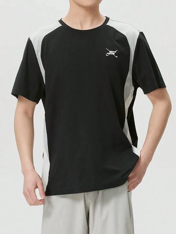 Skechers 男士高爾夫撞色插肩涼感速乾上衣圓領短袖T卹 - 黑色 - 查看 1
