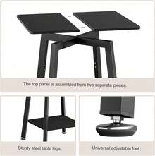 Black Side Table, 2-Tier Small Square End Table Small Spaces, Living Room, Bedroom - Black - View 10