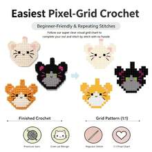 [DIY Pixel Bead Crochet Kit]Pixel Curly Tail Cat Family Crochet Kit, Suitable For Adult Beginners Handmade Semi-Finished Kit. Includes Complete Tools (Random Color Accessories) And English Guide. No Bead Template Needed. Crochet To Get Pixel Style, Can Make Keychains - DIY Crochet Kit - View 10