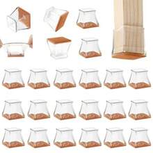 24 Pack Square Chair Leg Floor Protectors For Hardwood Floors, Silicone Felt Covers Pads Caps, Protect Wood Furniture Feet Floors Noise Reduce And Scratch Square Large - Clear24pack - View 1