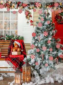 12 Peças Decorações de Doces Vermelhos e Brancos de Natal, Conjunto de Decoração de Árvore de Natal, Enfeites de Bengala de Doces e Bolas de Madeira, Guirlanda de Festa de Natal e Acessórios de Lareira, Decorações Penduradas de Ano Novo, Adequado para Decoração Doméstica e Uso de Natal, Decorações de Natal de Inverno, Presentes de Natal para Casa, Decoração de Natal, Decorações Penduradas no Quintal, Decoração Doméstica, Pingente de Boneco de Papai Noel, Suprimentos de Artesanato de Festa de Feriado, Decorações de Lareira, Decoração de Guirlanda Pendurada, Enfeites Pendurados de Decoração Doméstica, Lembrancinhas de Festa, Suprimentos de Halloween, Decorações de Halloween - A - Visão 1
