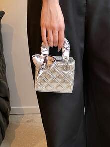 New Fashionable Embroidered Silk Scarf Handbag, Crossbody Mini Shoulder Square Bag - A - View 6