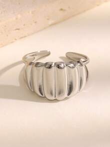1PC Women's Fashion Stainless Steel Minimalist Geometric Ring 18K Gold Plated Open Adjustable For Daily Wear - JR1046 - View 6